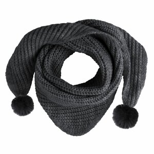 Baby driekhoek sjaal met Pompon Antraciet