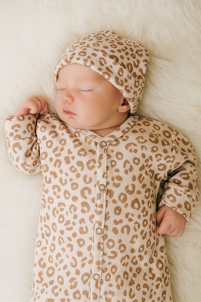 Prematuur slaapzak Leopard met bijpassend mutsje