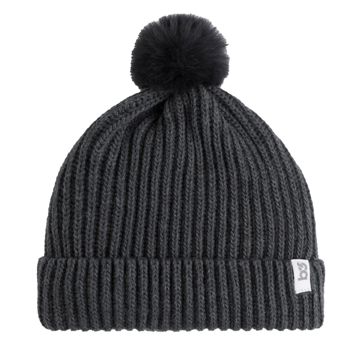 baby muts met pompon antraciet