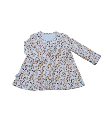 Tuniek Pascale – Wit met Bruin/Terra Blaadjes