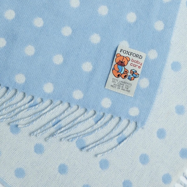Foxford Lamswollen Babydeken Blue Dots - Afbeelding 3