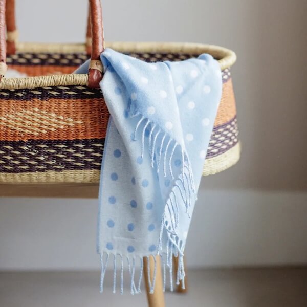 Foxford Lamswollen Babydeken Blue Dots - Afbeelding 2