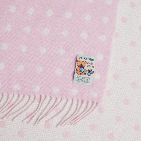 Foxford Lamswollen Babydeken Pink Dots - Afbeelding 3